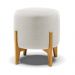 Puff Banqueta Decorativo Base Madeira Stella Bouclê Off White D03 - D'Rossi