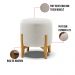 Puff Banqueta Decorativo Base Madeira Stella Bouclê Off White D03 - D'Rossi