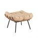 Puff Costela Couro Bege Base Metal D'Rossi