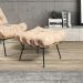 Puff Costela Couro Bege Base Metal D'Rossi
