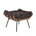 Puff Costela Couro Marrom Base Metal D'Rossi