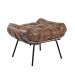 Puff Costela Couro Nozes Base Metal D'Rossi