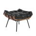 Puff Costela Couro Preto Base Metal D'Rossi