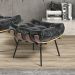 Puff Costela Couro Preto Base Metal D'Rossi
