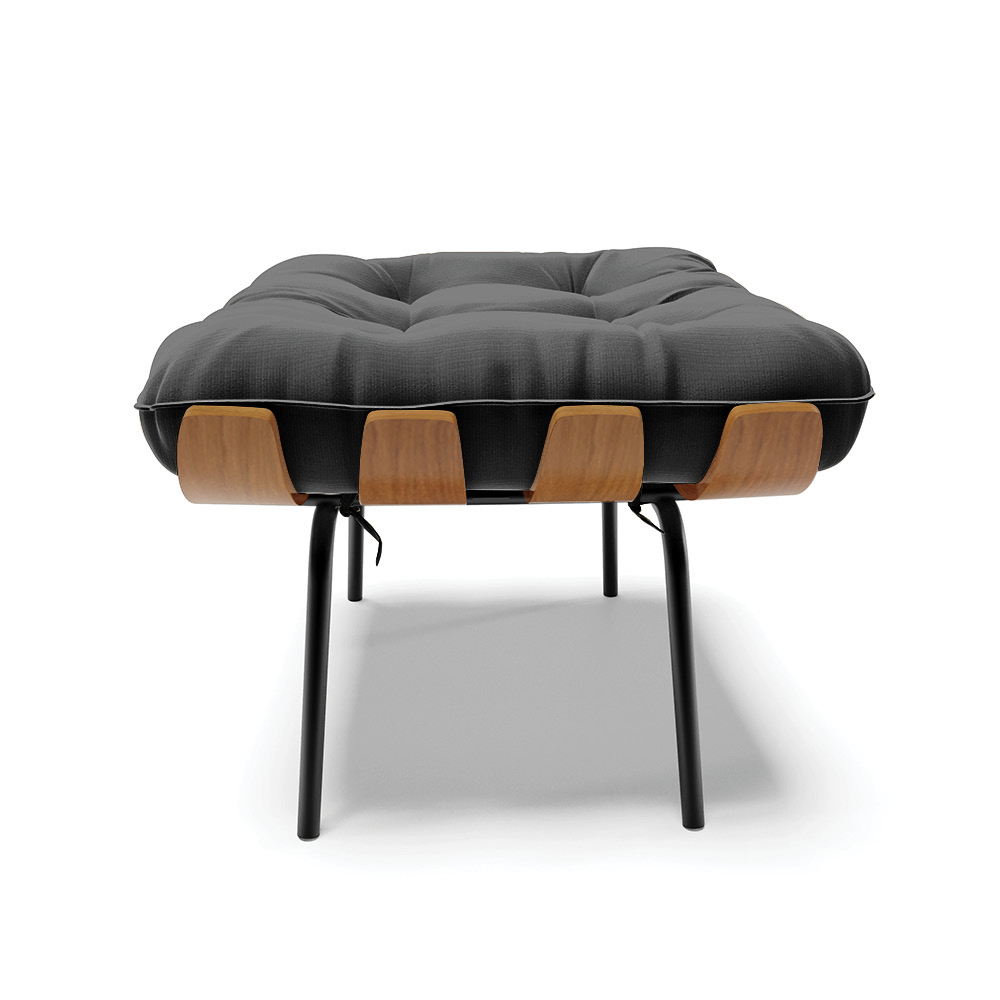 Puff Costela Suede Marrom Base Metálica Preto - D'Rossi
