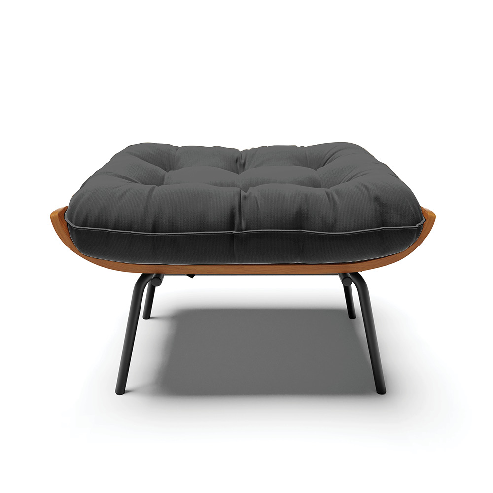 Puff Costela Suede Marrom Base Metálica Preto - D'Rossi