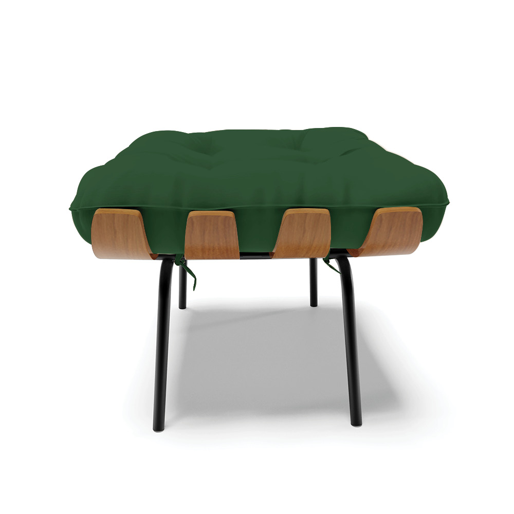 Puff Costela Veludo Verde Base Metálica Preto - D'Rossi
