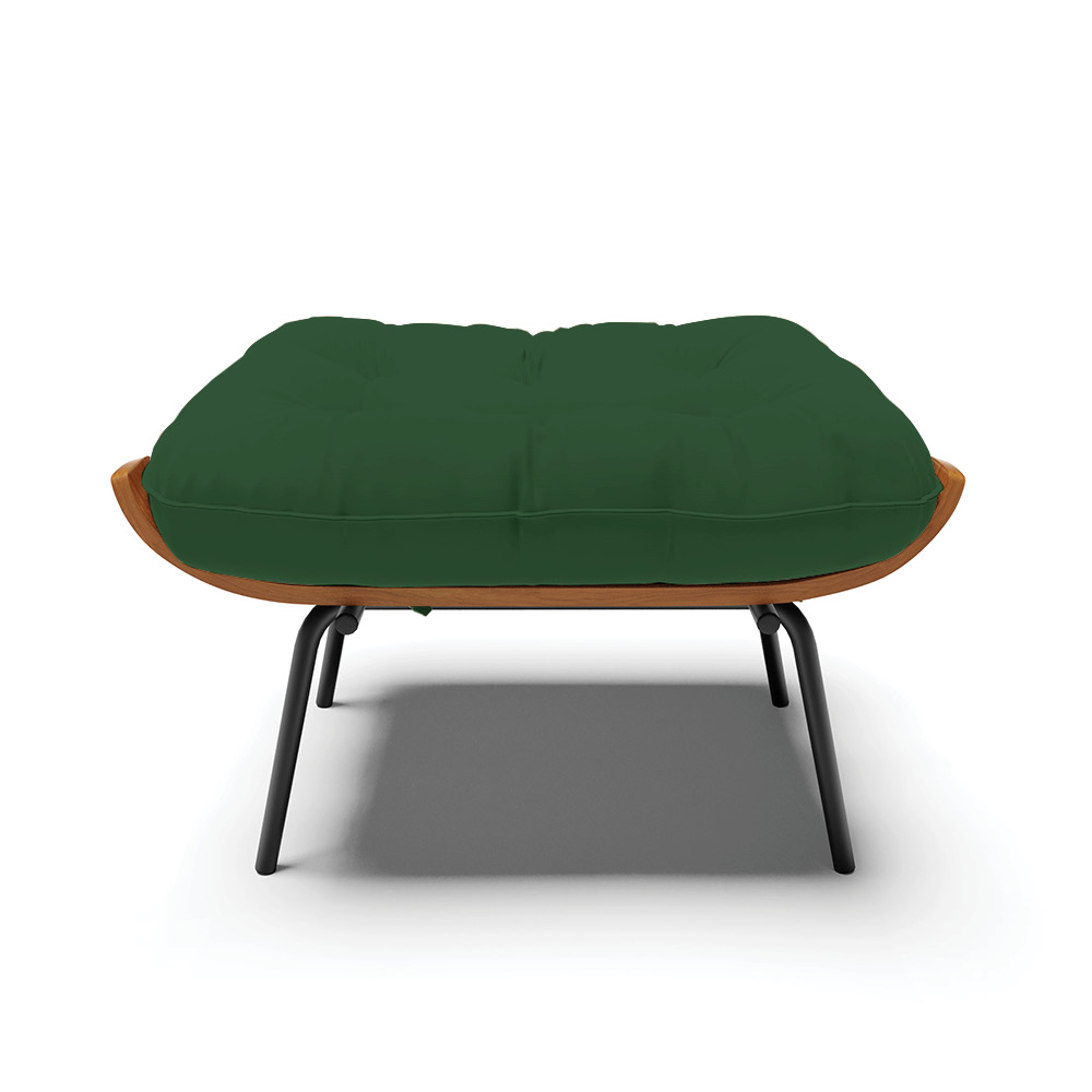 Puff Costela Veludo Verde Base Metálica Preto - D'Rossi