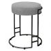 Puff Dara Linho Cinza Base Industrial Preto - D'Rossi