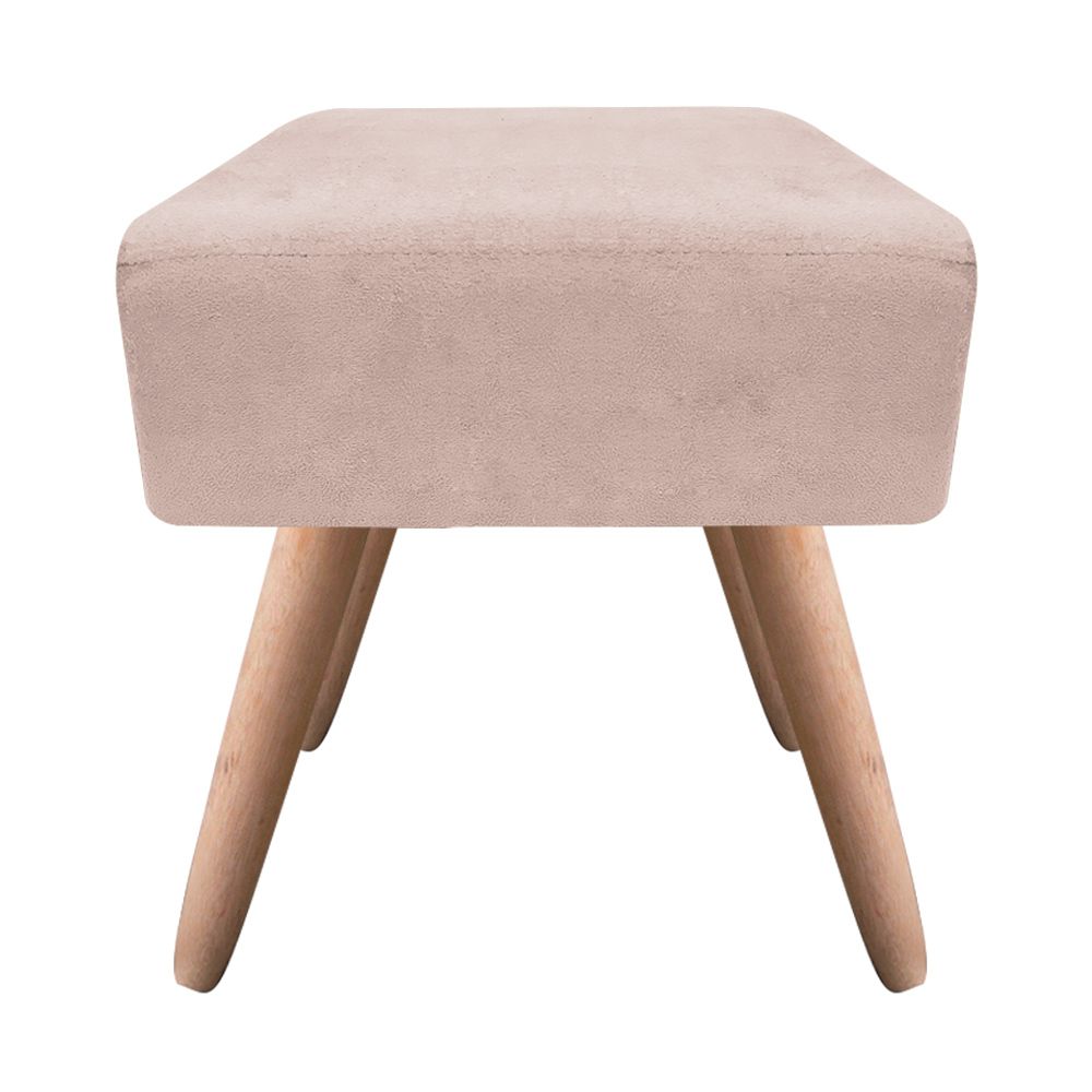 Puff Decorativo Ibiza Quadrado Suede Pés Palito Natural D'Rossi