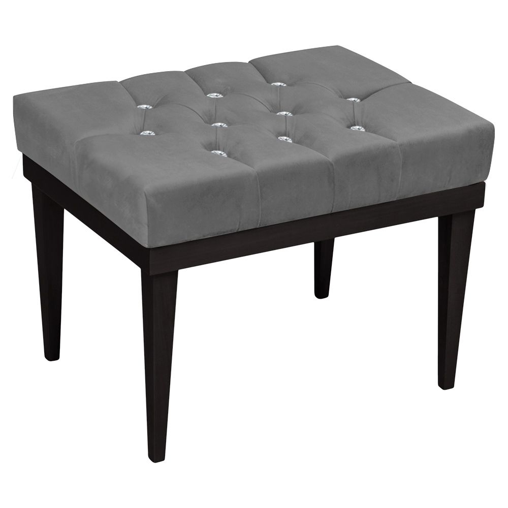 Puff Decorativo Londres Retangular Suede Grafite com Strass - D'Rossi