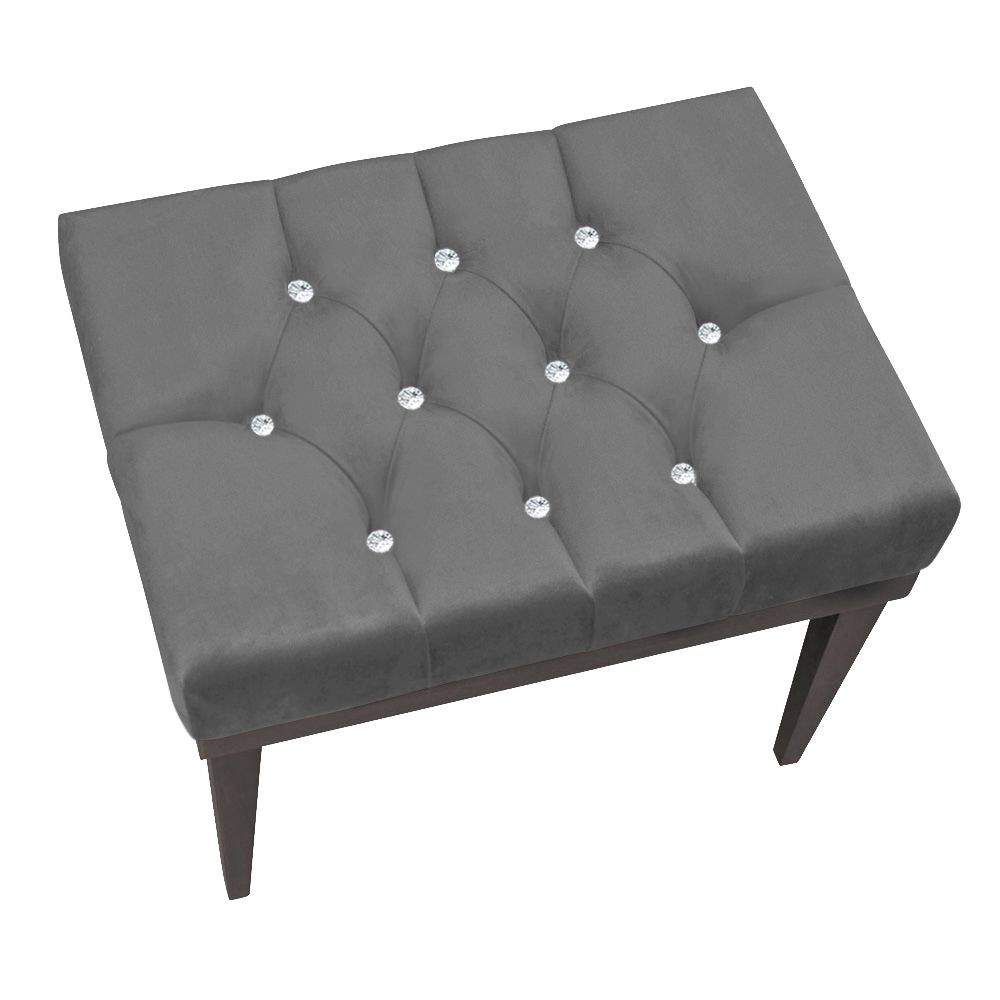 Puff Decorativo Londres Retangular Suede Grafite com Strass - D'Rossi