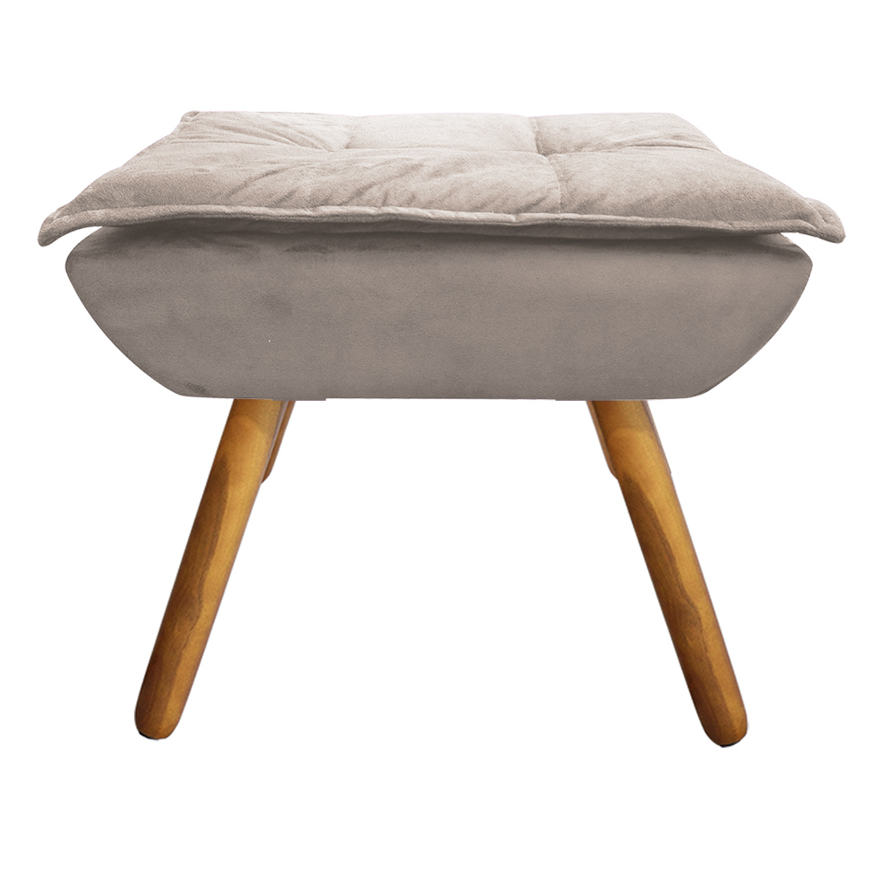 Puff Decorativo Opala Suede Pés Palito Castanho - D'Rossi