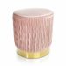 Puff Decorativo Redondo de Natal com Veludo Rosa Antigo com Detalhe Dourado na Base - D'Rossi