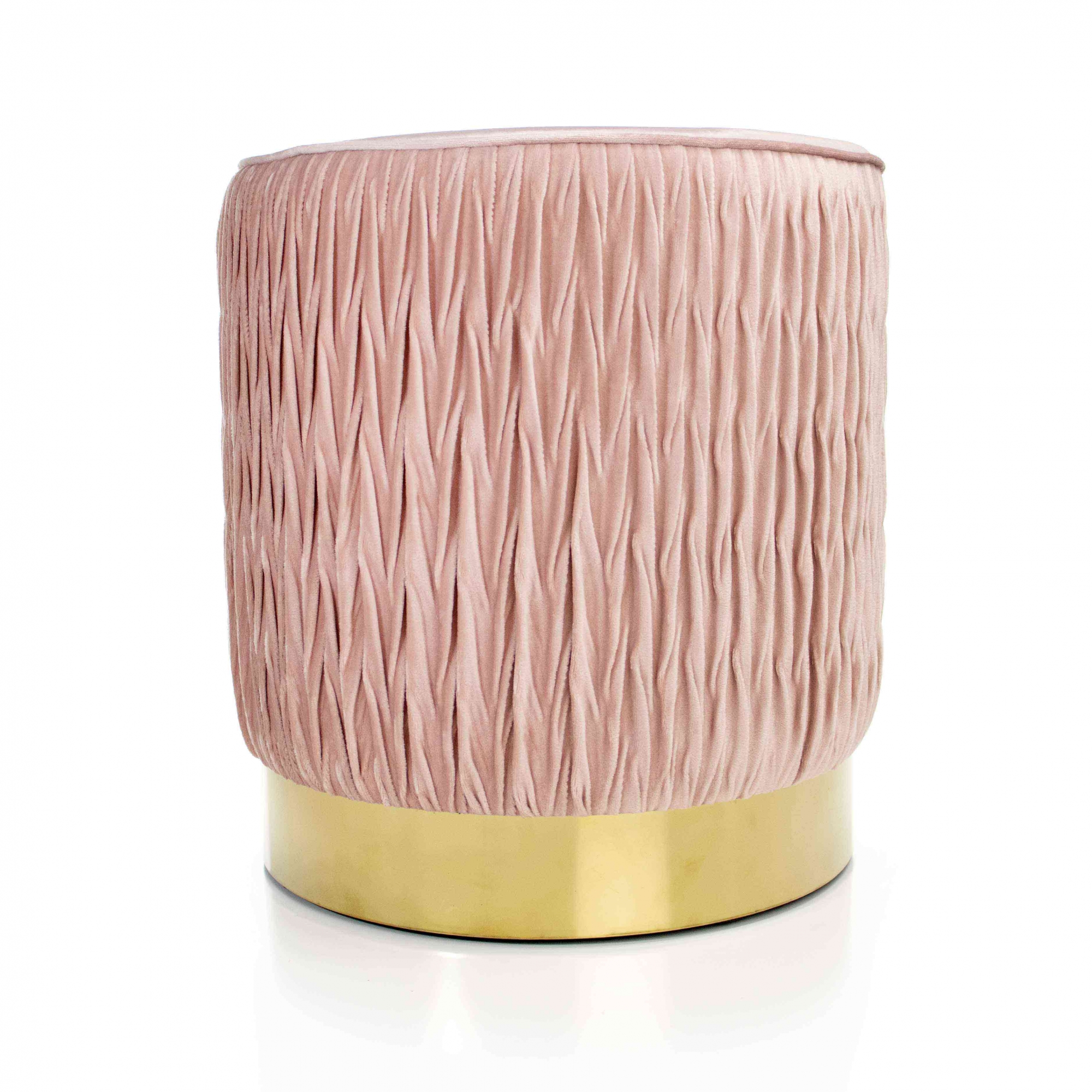 Puff Decorativo Redondo de Natal com Veludo Rosa Antigo com Detalhe Dourado na Base - D'Rossi