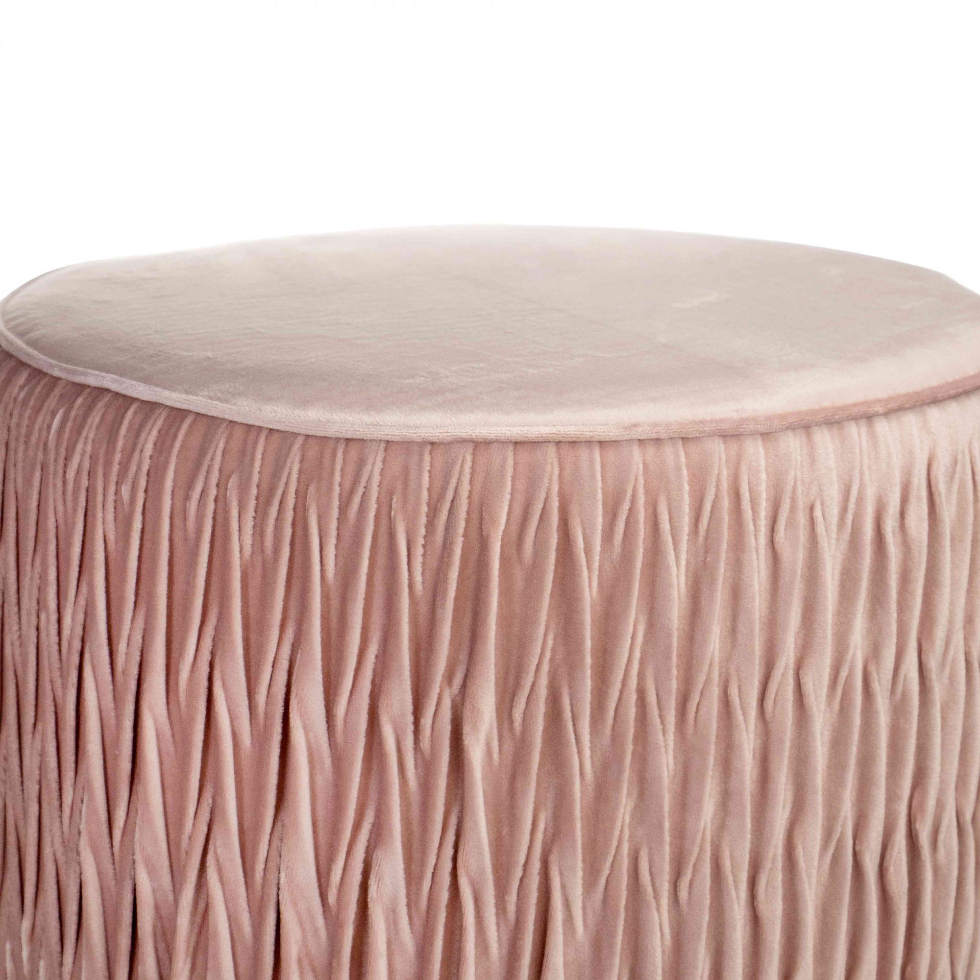 Puff Decorativo Redondo de Natal com Veludo Rosa Antigo com Detalhe Dourado na Base - D'Rossi