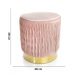 Puff Decorativo Redondo de Natal com Veludo Rosa Antigo com Detalhe Dourado na Base - D'Rossi