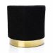 Puff Decorativo Redondo em Bouclê Preto com Detalhe Dourado na Base 40 cm - D'Rossi