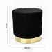 Puff Decorativo Redondo em Bouclê Preto com Detalhe Dourado na Base 40 cm - D'Rossi