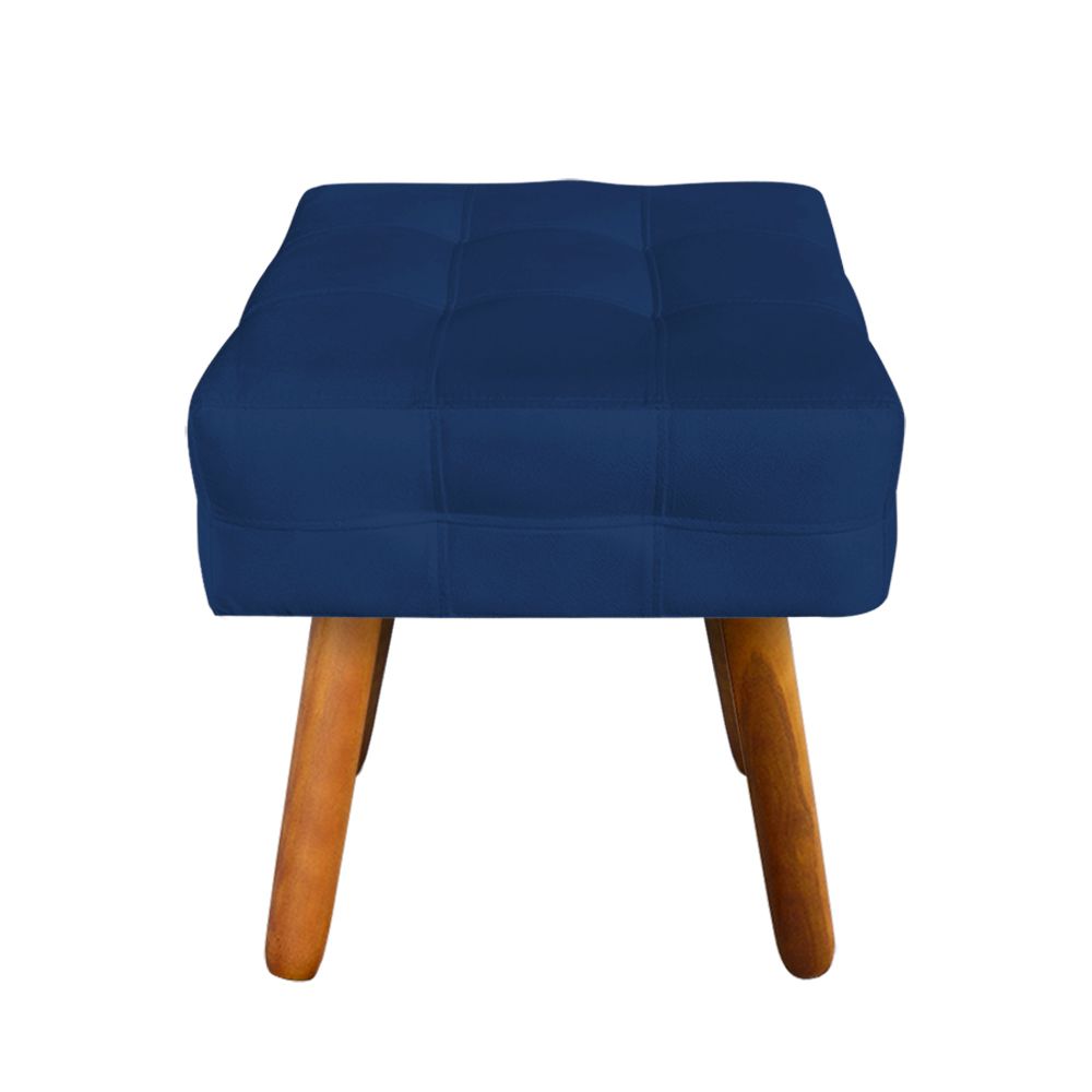 Puff Elisa Suede Azul Marinho Pés Palito Castanho D'Rossi