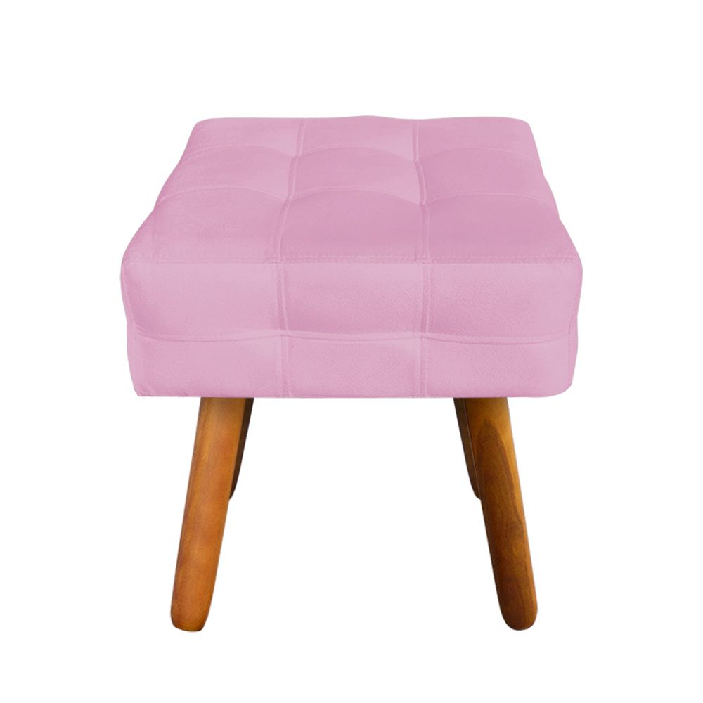 Puff Elisa Suede Rosa Bebê Pés Palito Castanho D'Rossi