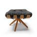 Puff Giratório Costela  Suede Preto Base de Madeira MA30 M11 - D'Rossi 