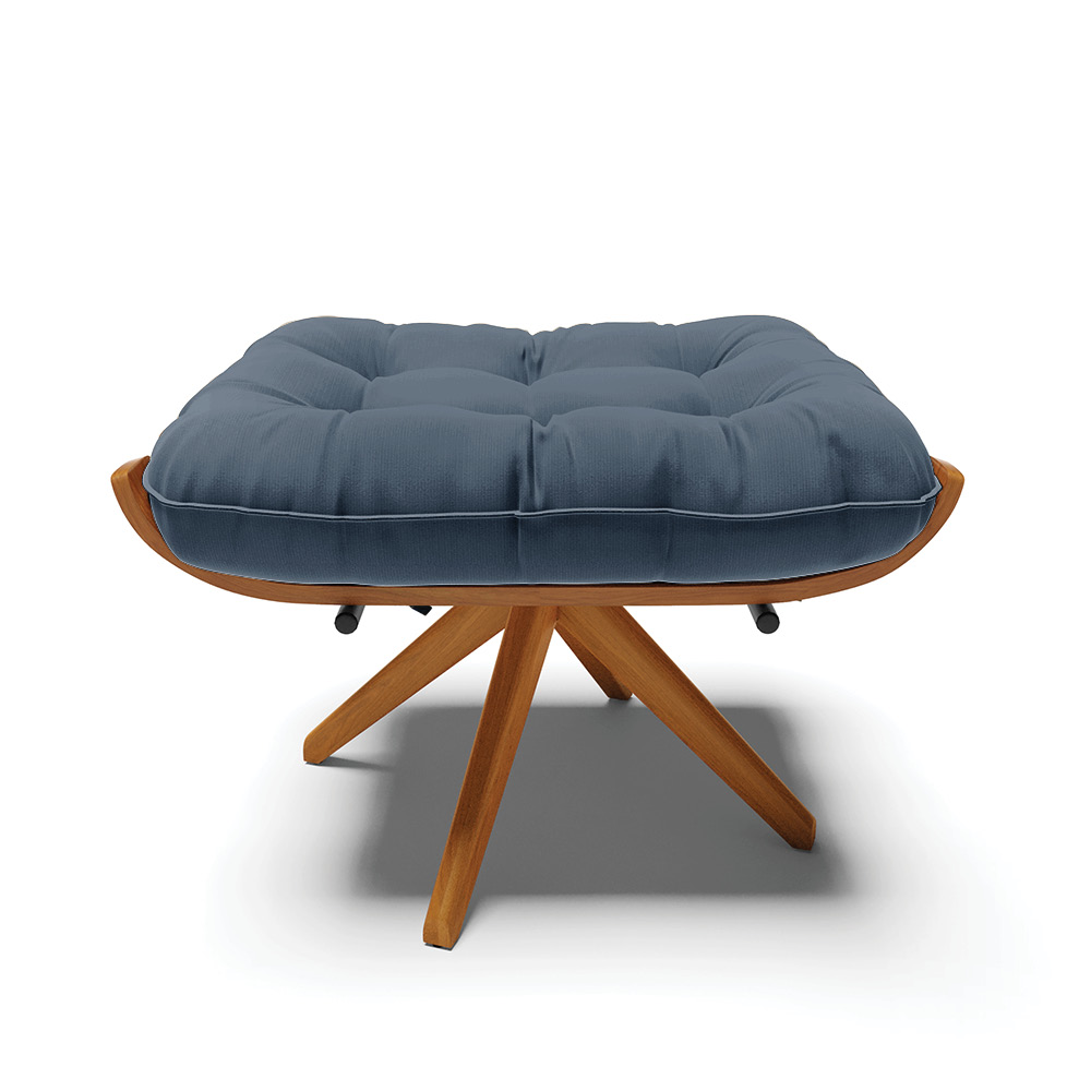 Puff Giratório Costela Suede Azul Marinho Base de Madeira MA30 M11 - D'Rossi 