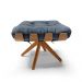 Puff Giratório Costela Suede Azul Marinho Base de Madeira MA30 M11 - D'Rossi 