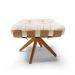 Puff Giratório Costela Suede Bege Base Madeira MA25 D'Rossi