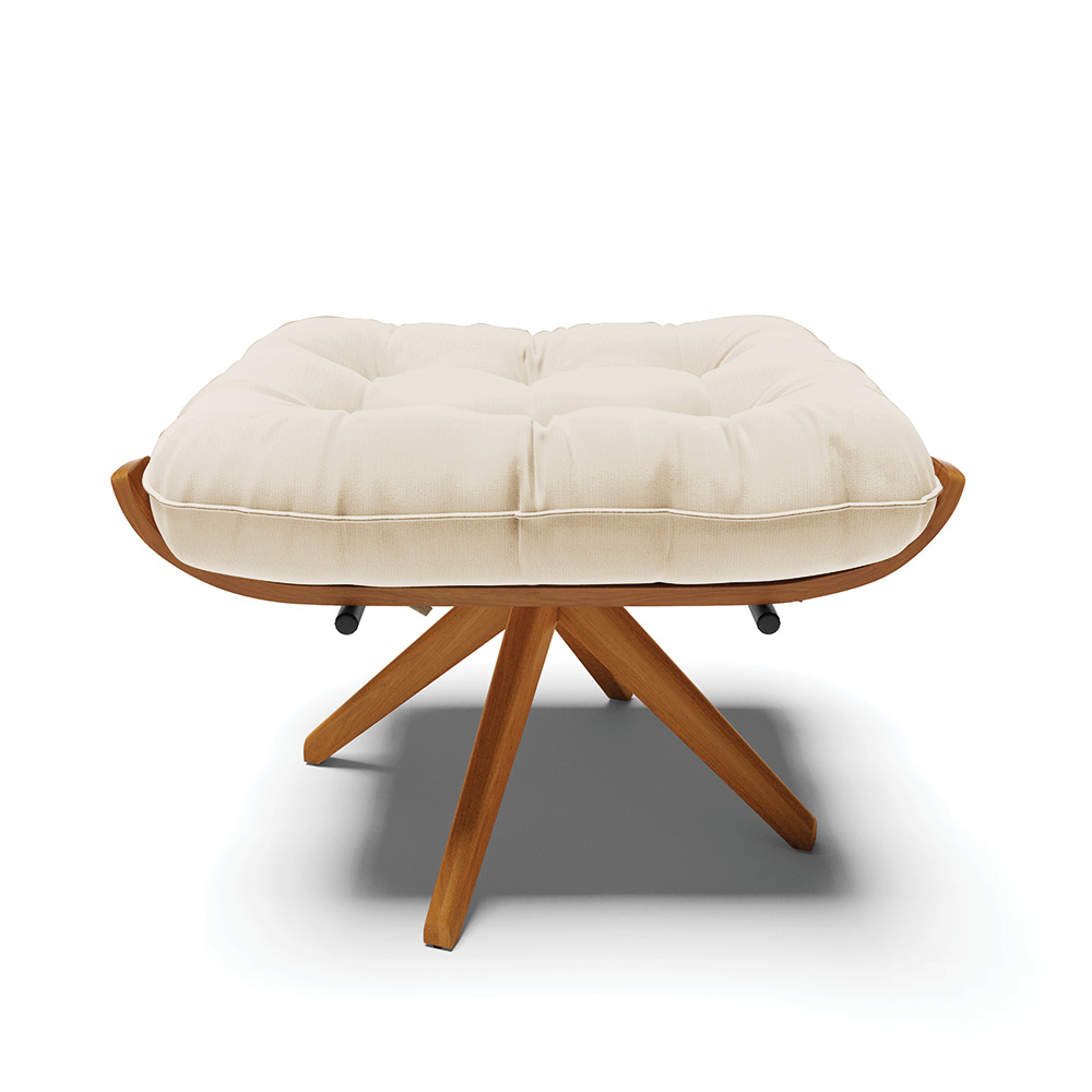 Puff Giratório Costela Suede Bege Base Madeira MA25 D'Rossi
