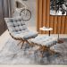 Puff Giratório Costela Suede Cinza Base de Madeira MA30 M11 - D'Rossi