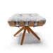Puff Giratório Costela Suede Cinza Base de Madeira MA30 M11 - D'Rossi