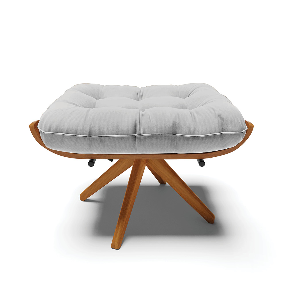 Puff Giratório Costela Suede Cinza Base de Madeira MA30 M11 - D'Rossi