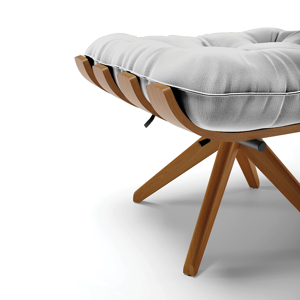 Puff Giratório Costela Suede Cinza Base de Madeira MA30 M11 - D'Rossi