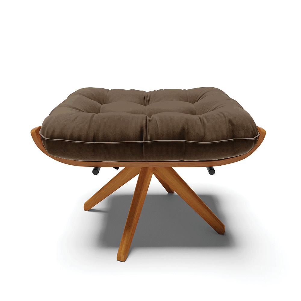 Puff Giratório Costela Suede Marrom Base de Madeira MA30 M11 - D'Rossi 