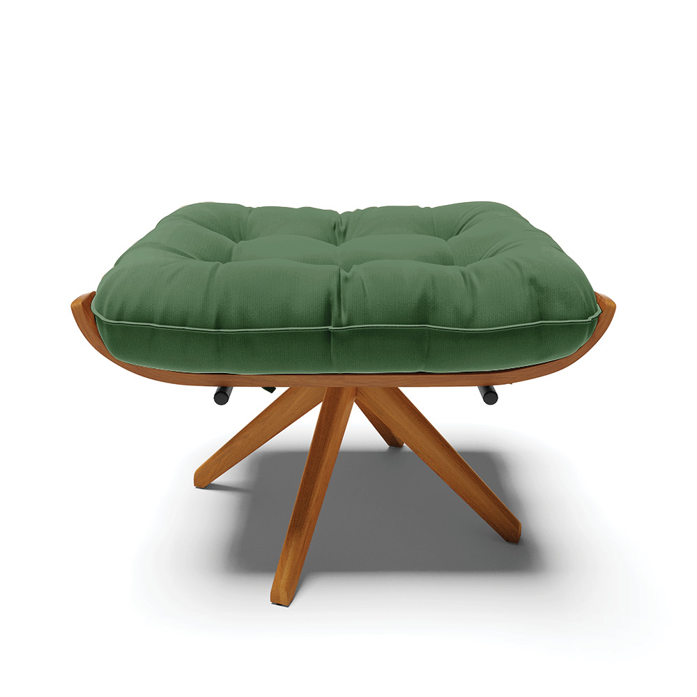 Puff Giratório Costela Suede Verde Base de Madeira MA30 M11 - D'Rossi 