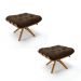 Puff Giratório Costela kit 2 Suede Marrom Base de Madeira MA30 M11 - D'Rossi