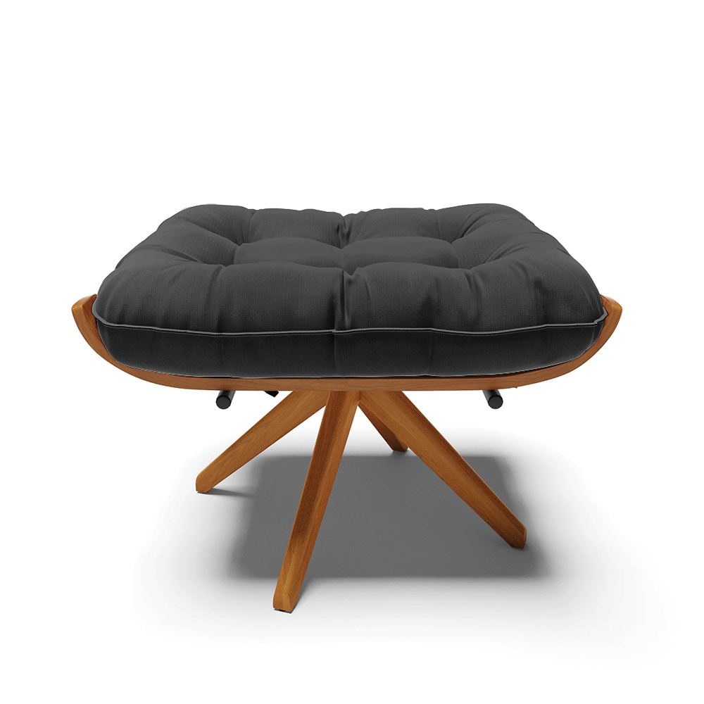 Puff Giratório Costela kit 2 Suede Preto Base de Madeira MA30 M11 - D'Rossi