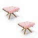 Puff Giratório Costela kit 2 Suede Rosa Bebê Base de Madeira MA30 M11 - D'Rossi
