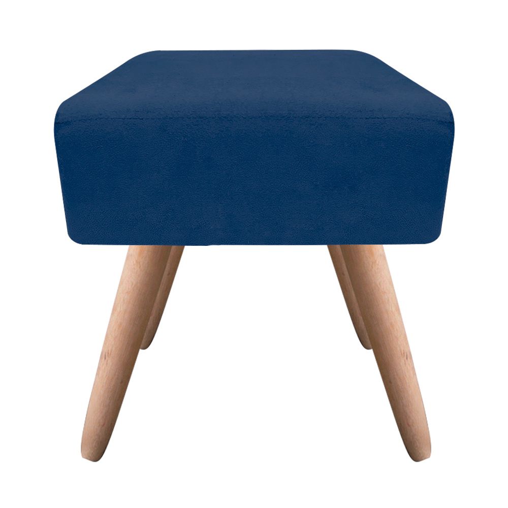 Puff Ibiza Quadrado Suede Azul Marinho Pés Palito Natural D'Rossi