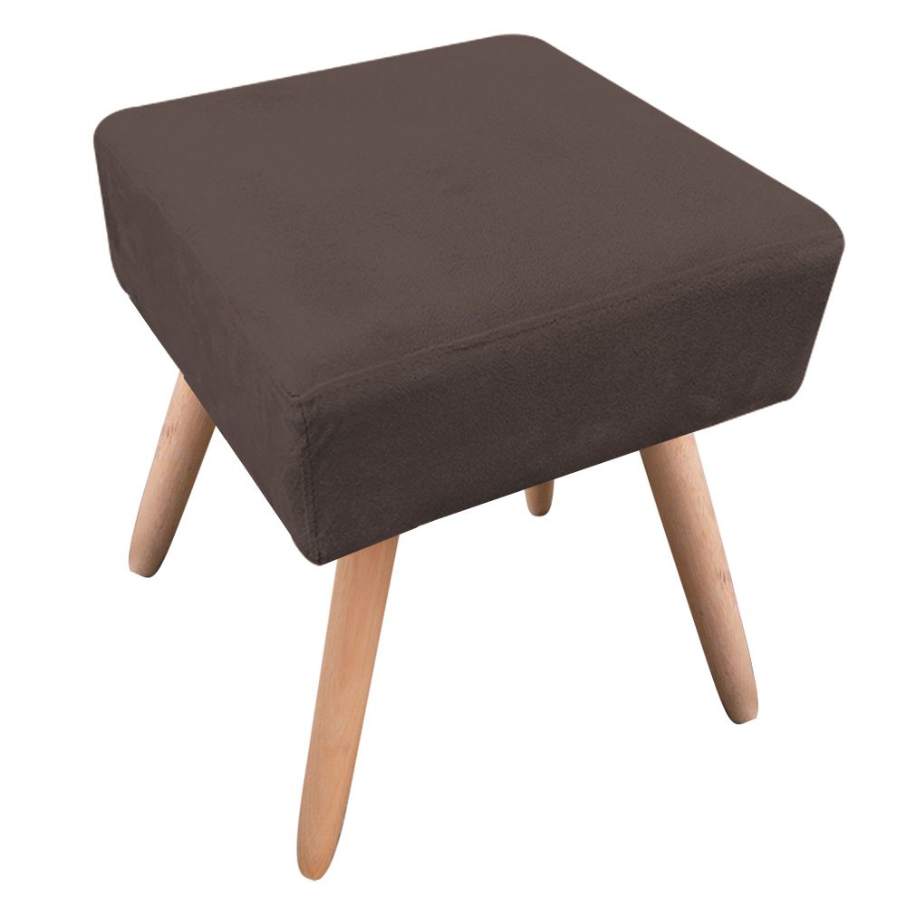 Puff Ibiza Quadrado Suede Marrom Pés Palito Natural D'Rossi