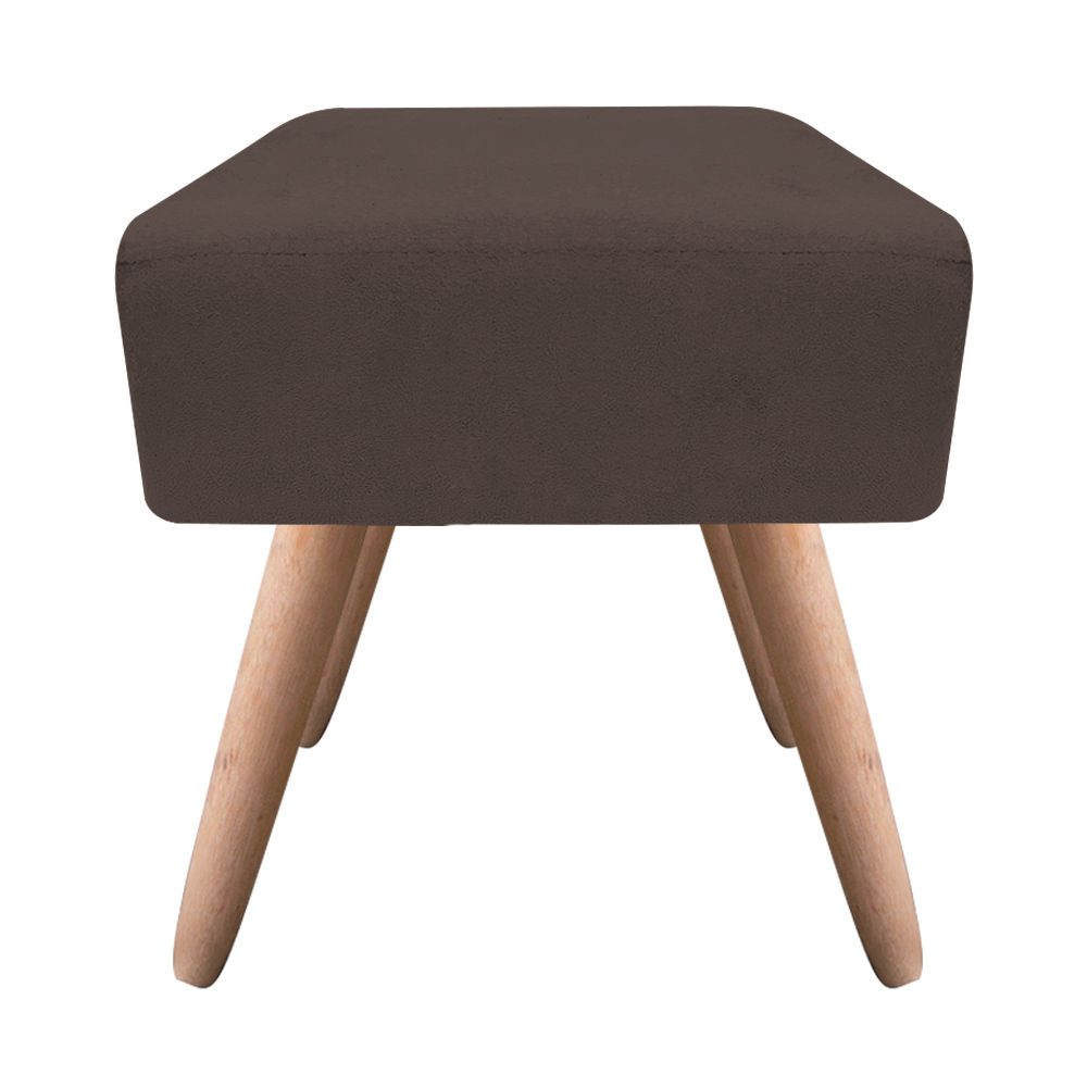 Puff Ibiza Quadrado Suede Marrom Pés Palito Natural D'Rossi