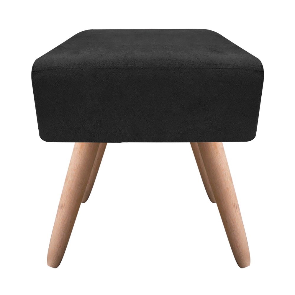Puff Ibiza Quadrado Suede Preto Pés Palito Natural D'Rossi