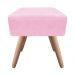 Puff Ibiza Quadrado Suede Rosa Bebê Pés Palito Natural D'Rossi