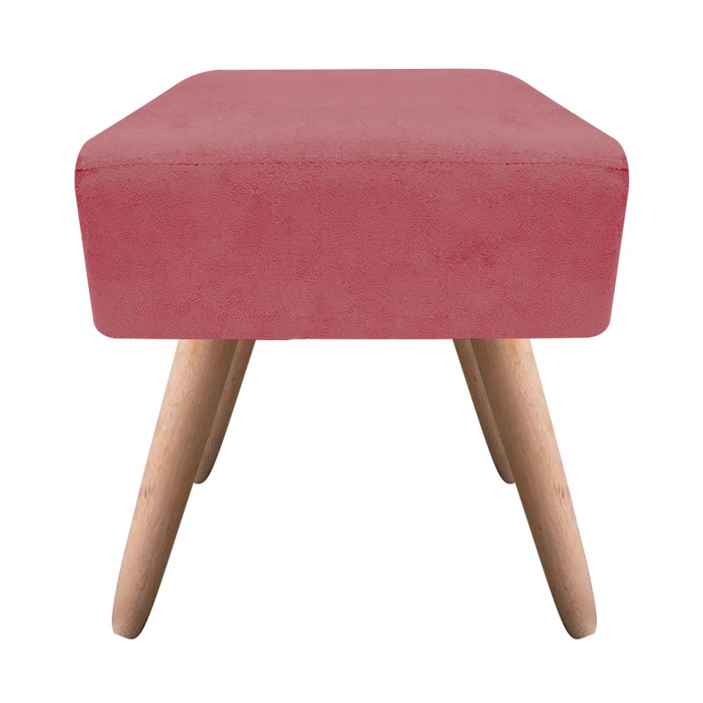 Puff Ibiza Quadrado Suede Rose Pés Palito Natural D'Rossi