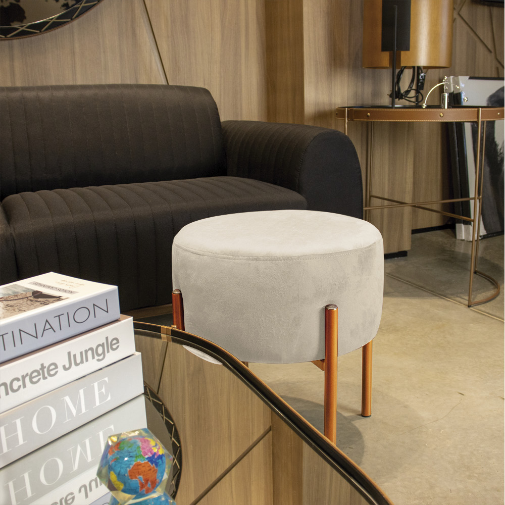 Puff Iron Suede Base Cobre Palito D'Rossi