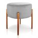 Puff Iron Suede Cinza Base Metálica Cobre - D'Rossi