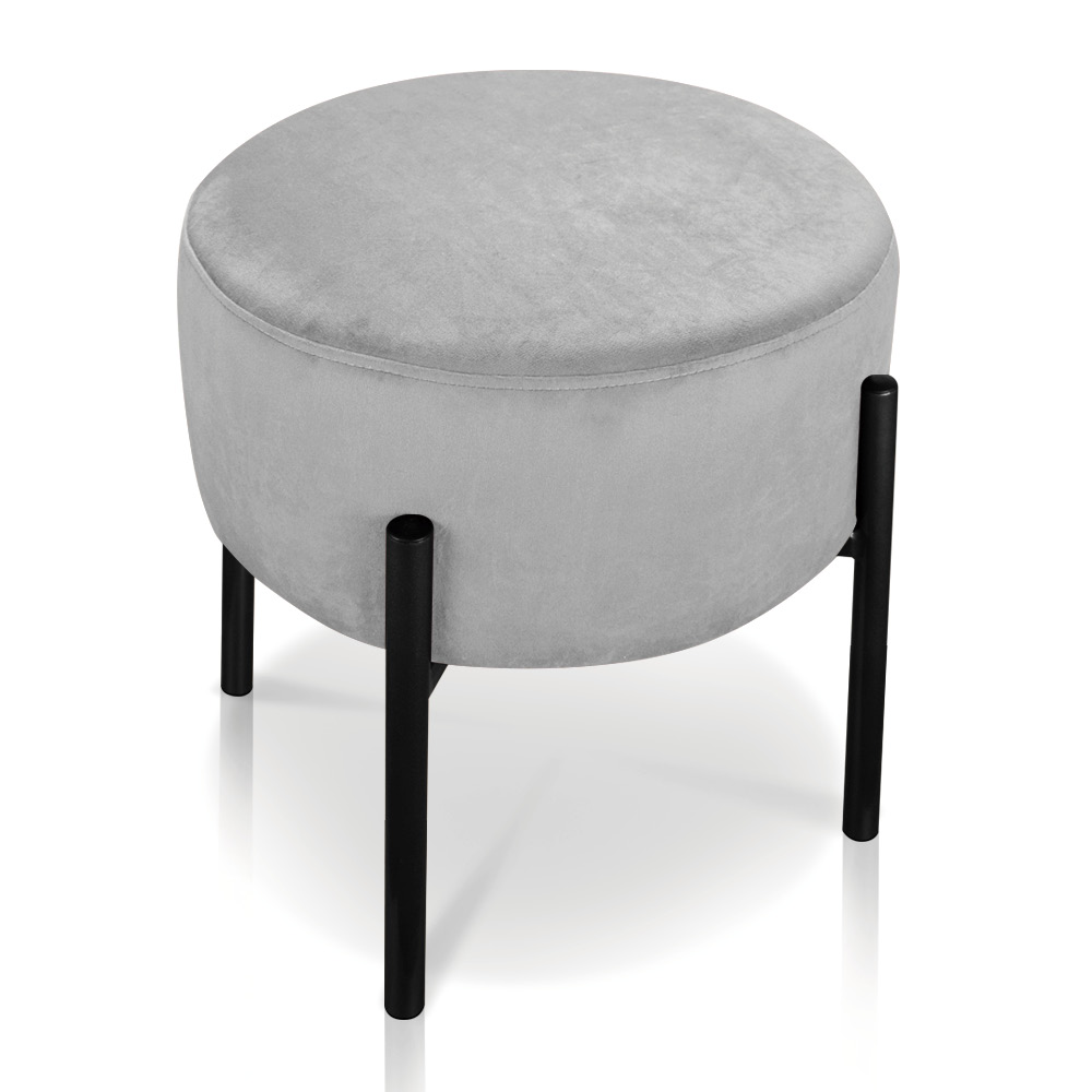 Puff Iron Suede Cinza Base Preto Palito D03 - D'Rossi