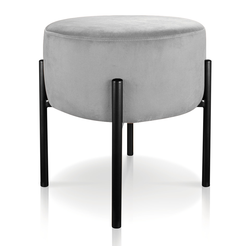 Puff Iron Suede Cinza Base Preto Palito D03 - D'Rossi