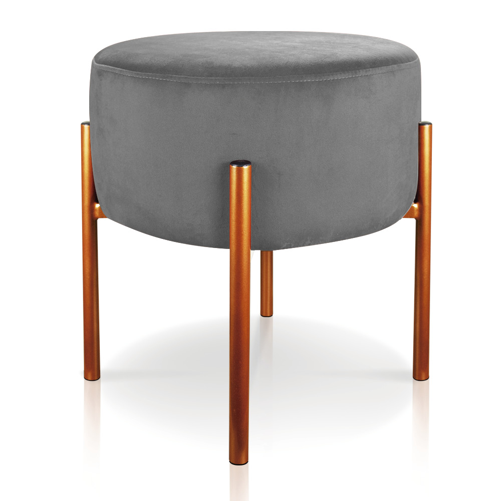 Puff Iron Suede Grafite Base Metálica Cobre - D'Rossi